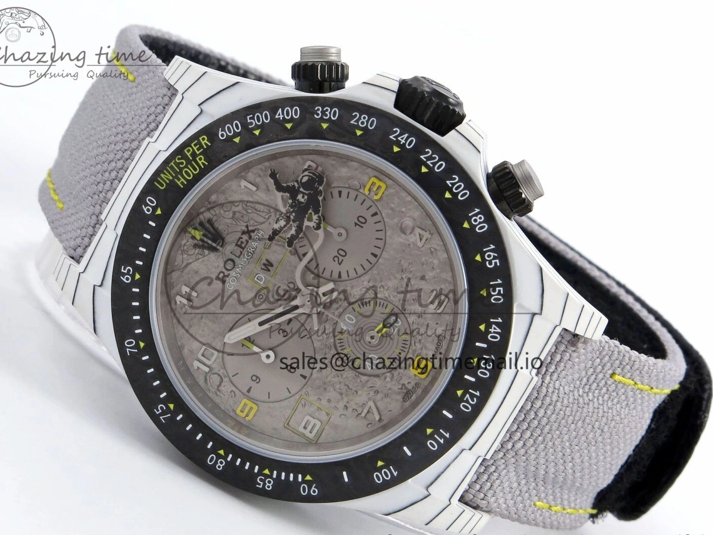 0505 Tailored Daytona DIW Space Mission Gray Textured Dial on Gray Nylon Strap A4130 Clone 1279